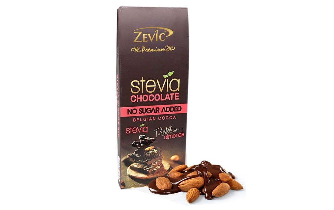 Zevic Stevia Chocolate - Belgian Cocoa Roasted Almonds   Box  40 grams